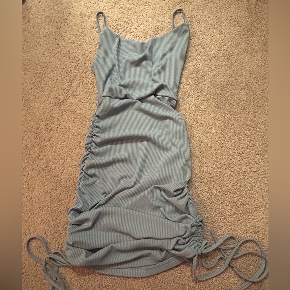 SHEIN Blue Ruched Bodycon Mini Dress